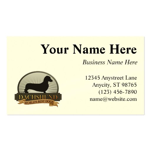 Dachshund [Smooth] Business Card Templates (front side)