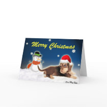 Dachshund Snowman Christmas Card