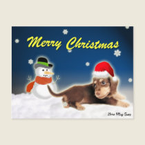 Dachshund Snowman Christmas Postcard