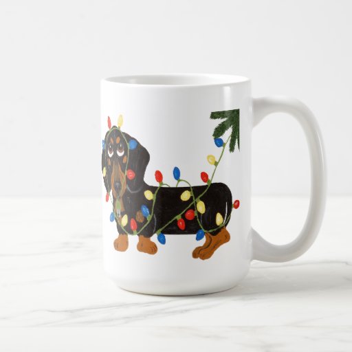 dachshund tangled in christmas lights mug zazzle dachshund tangled in christmas lights mug zazzle