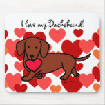 Dachshund Valentine Cartoon Mouse Pads