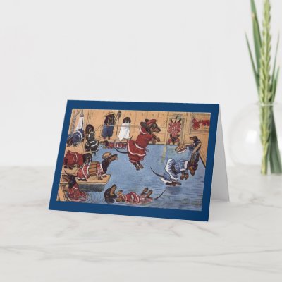 Dachshund Vintage Christmas Card