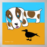 Dachshund Watch Black Bird Poster