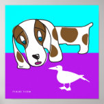 Dachshund Watch White Bird Poster posters