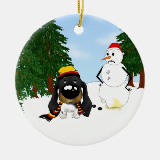Dachshund Winter Snowman Ornament