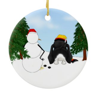 Dachshund Winter Snowman Ornament