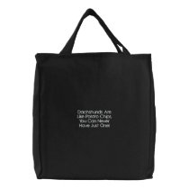 Dachshunds Are Like Potato Chips... embroidered bags by kokobaby Dachshunds Are Like Potato Chips... embroidered bags