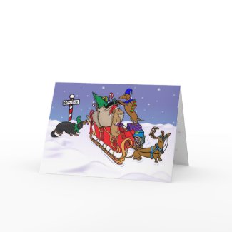 Dachshunds at the North Pole card