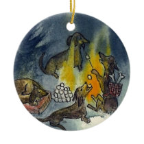 Dachshunds Camp Out Ornament