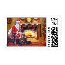 Dachshunds Greeting Santa postage by SMVstudio Dachshunds Greeting Santa postage