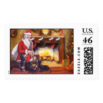 Dachshunds Greeting Santa Stamps