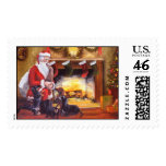Dachshunds Greeting Santa postage