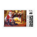 Dachshunds Greeting Santa postage