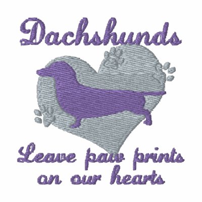 Dachshunds Leave Paw Prints Pink Embroidered Shirt by MenagerieMayhem