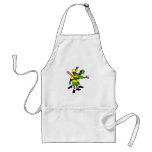 Dad and boy playing aprons