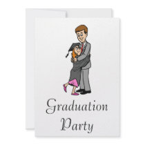 Dad and girl graduate custom announcements