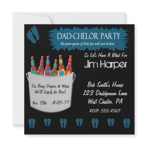 Dad-chelor Diaper Keg Party Invitations