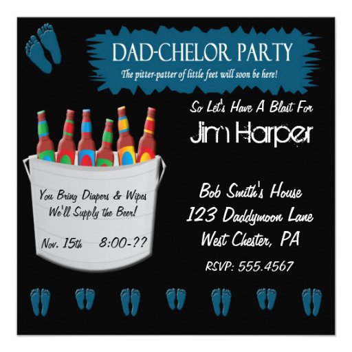 Dad-chelor Diaper Keg Party Invitations