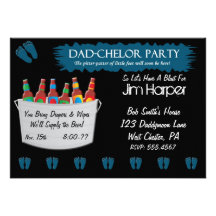 Dad-chelor Diaper Keg Party Invitations