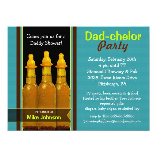 Dad-chelor Party - Daddy Baby Shower Invitations