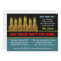Dad-chelor Party Pub Crawl Diaper Beer Invitations