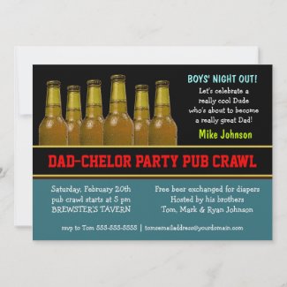 Diaper Party Invitations on Dad Chelor Party Pub Crawl Diaper Beer Invitations