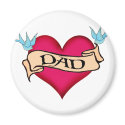 Dad - Custom Heart Tattoo T-shirts & Gifts magnets