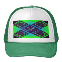 Dad Fancy Text Green Blue Background Trucker Hats