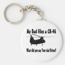 Dad Flies a CH 46 Helicopter Key Chain