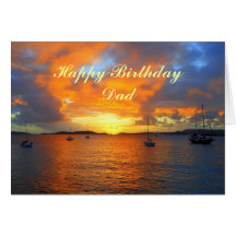 Dad Happy Birthday Sailboats at Golden Sunset Card