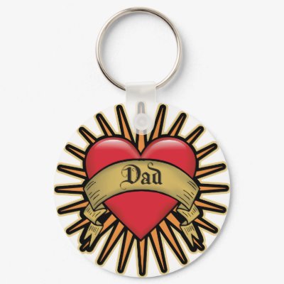 Dad Heart Tattoo Key Chain by TeeShirtsTShirts