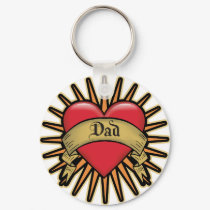 Dad Heart Tattoo keychains