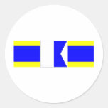 dad nautical flags round sticker