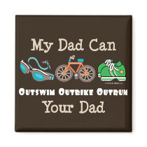 Dad Outswim Outbike Outrun Triathlon Magnet