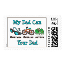 Dad Outswim Outbike Outrun Triathlon Stamps
