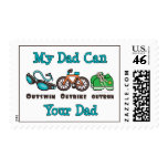 Dad Outswim Outbike Outrun Triathlon Stamps