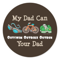 Dad Outswim Outbike Outrun Triathlon Stickers by RunnerTeesGifts Dad Outswim Outbike Outrun Triathlon Stickers