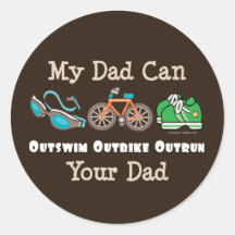 Dad Outswim Outbike Outrun Triathlon Stickers