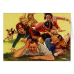 Dad Playing Football with the Kids and Family Dog Card