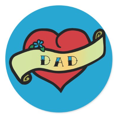 Dad Tattoo Heart Round Stickers by toxiferousdark