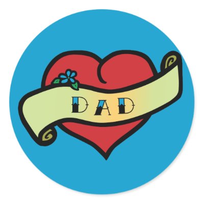 Dad Tattoo Heart Round Sticker by toxiferousdark