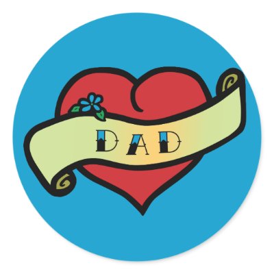 Aww, this sweet and classic tattoo heart design says "DAD" on it!