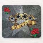 Dad Tattoo Style Brass Knuckles and Roses Mousepad