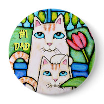 Dad With Kitten Collectible Button