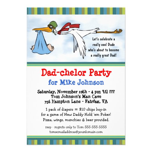 Dadchelor - Cute New Daddy Poker Party Invitations