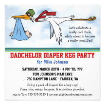 Dadchelor Diaper Keg New Dad Cute Party Invitation