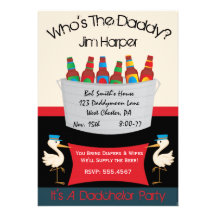 Dadchelor Diaper Keg Party Invitations