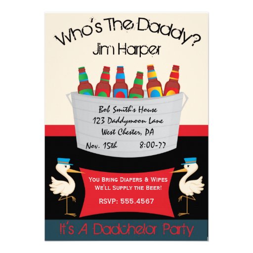 Dadchelor Diaper Keg Party Invitations