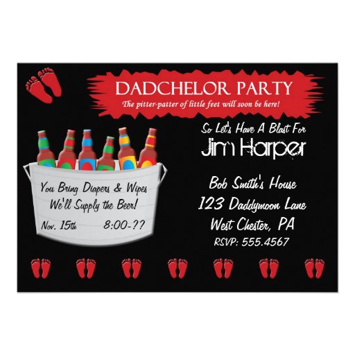 Dadchelor Diaper Keg Party Invitations