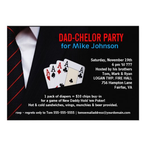 Dadchelor - Sophisticated Poker Party Invitations